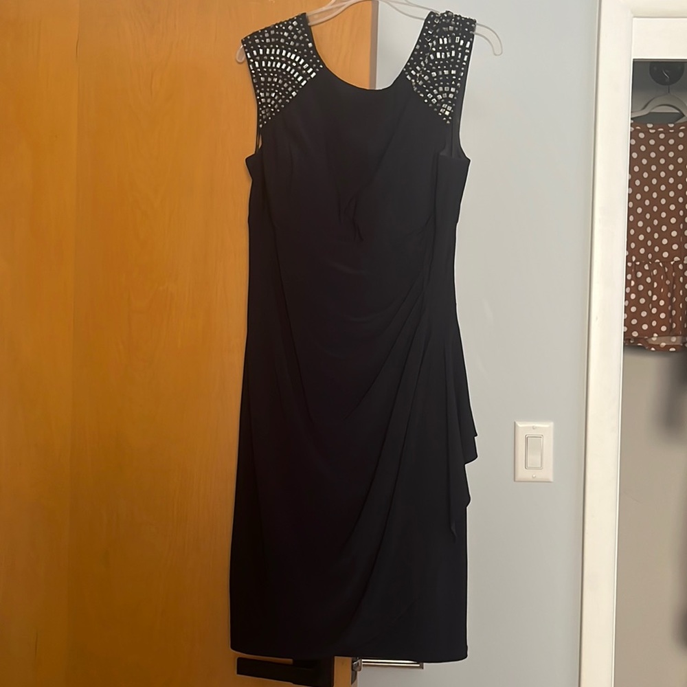 Xscape by Joanna Chen Ruched Dress Navy Blue